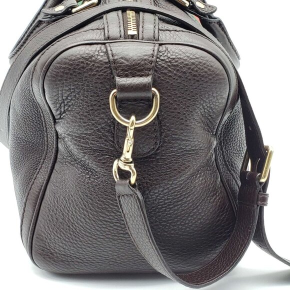 100% Authentic Gucci Web Brown Boston Leather Shoulder Bag 635-11292021 - Picture 5 of 16